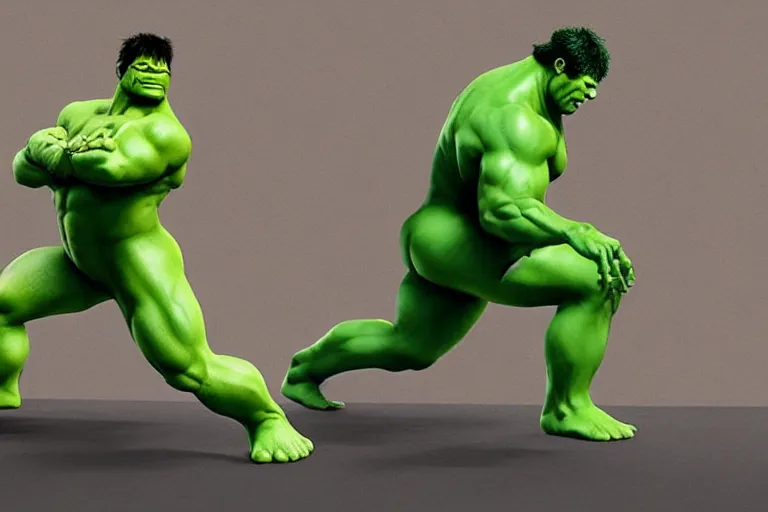 Image similar to the hulk and shrek doing yoga poses in the morning, produced in surreal sweatshop under fluorescent dominion, advanced, photorealistic, realistic, dramatic lighting, fantastic reality, by michelangelo, 8 k resolution