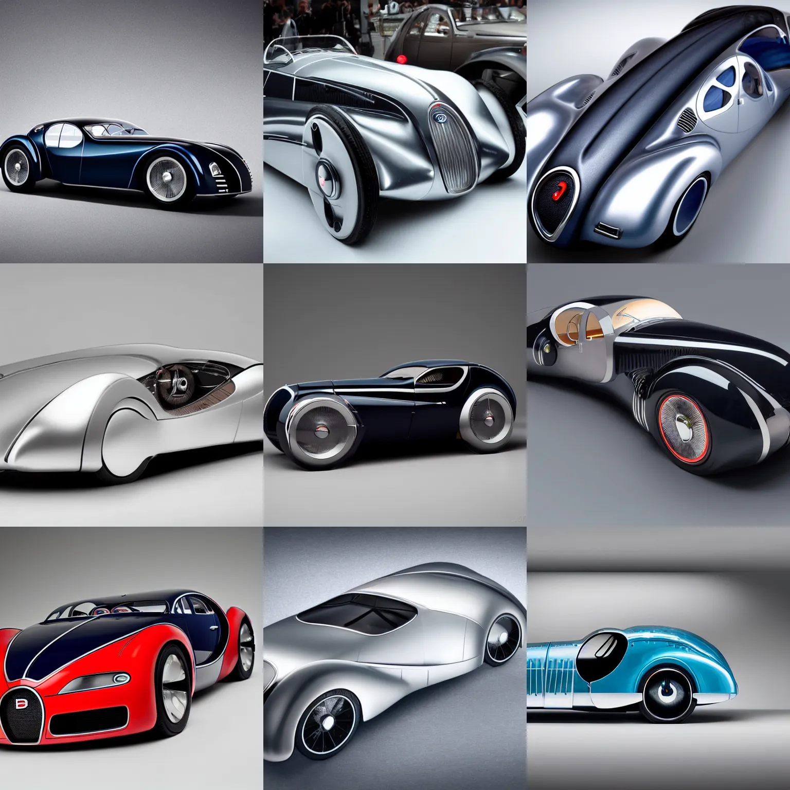 Image similar to a futuristic bugatti type 5 7 sc atlantic concept, studio lighting