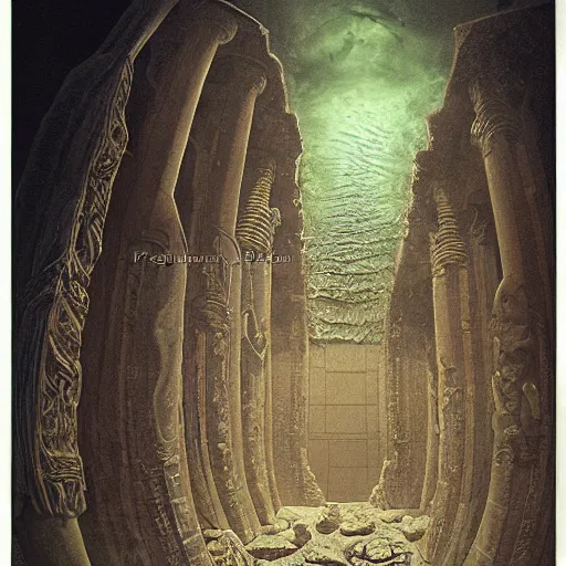 Image similar to inside the temple of dagon submerged beneath the ocean by pieter s aenredam