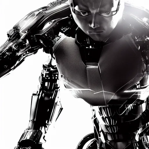 Image similar to movie still of man super hero cyborg, cinematic composition, cinematic light, by yoshikata amano