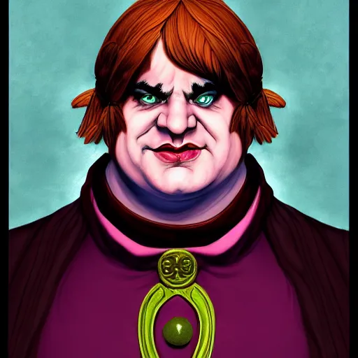 Prompt: a fantasy comic - style full portrait of a jester who looks like chris farley, digital illustration by ken taylor and sana takeda and jenny frison, character design, concept art, fine inking lines, vivid colors, dnd, highly detailed!, hd, 4 k, trending on artstation