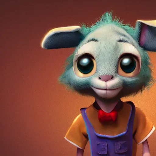 Prompt: very cute kid\'s film character rabbit, disney pixar dreamworks character concept artwork, 3d concept, detailed fur, animal wearing a hat, high detail iconic character for upcoming film, trending on artstation, beautiful texture and rendering