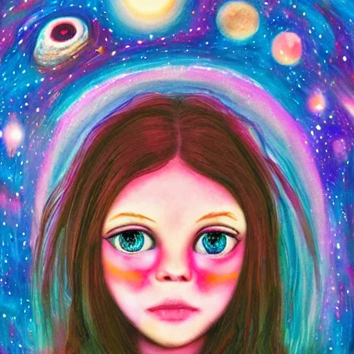 Prompt: a girl with the universe in her eyes