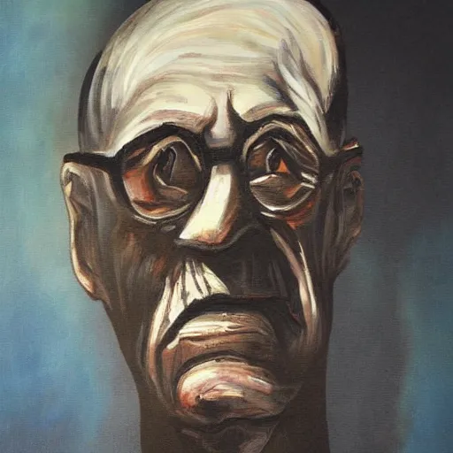 Prompt: a scary painting of a faceless old man