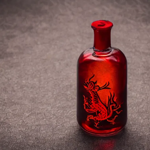 Image similar to a red dragon in a bottle