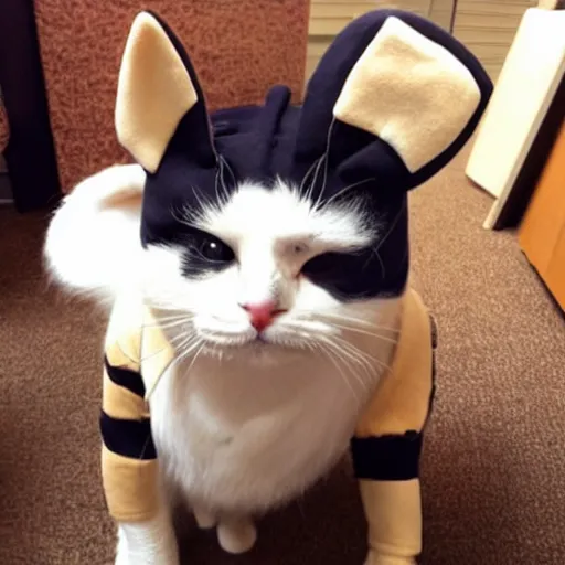 Image similar to old man in a cat costume