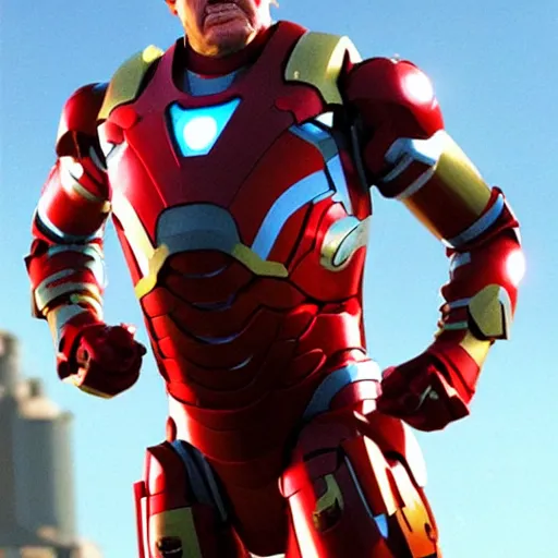 Image similar to Trump as Ironman, from Ironman film, hyper realistic