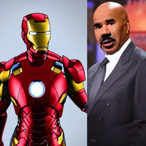 Image similar to Steve Harvey dressed as iron man