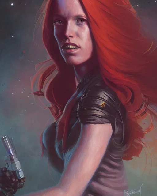 Image similar to detailed painting of mara jade, science fiction, ethereal, greg rutkowski, magali villeneuve and monet