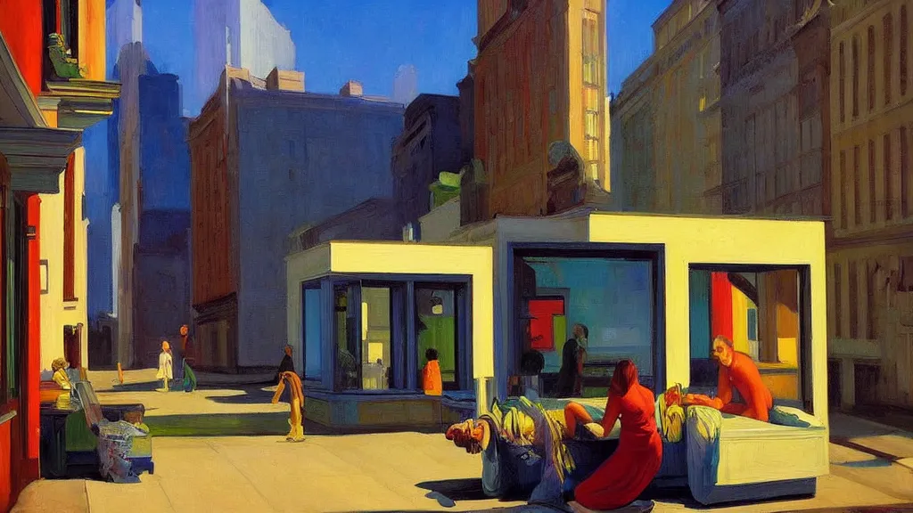 Prompt: Street art. paralyzed by the indescribable beauty of the cosmos. the work place of a painter artist. art style by Edward Hopper daring, incredible