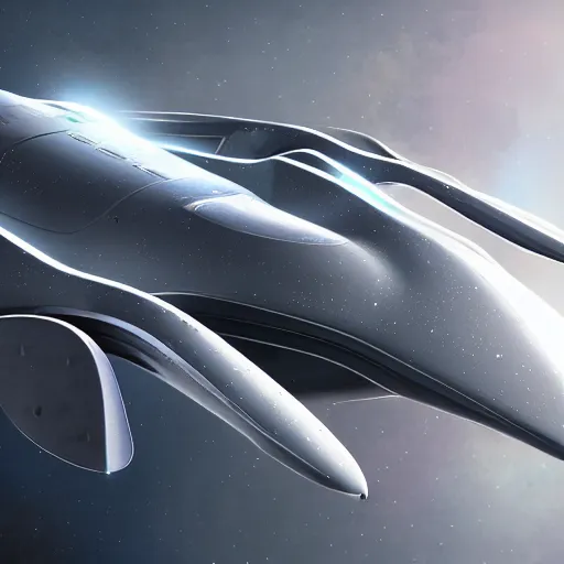 Image similar to portrait of a starship made of advanced tech, oval design, armor plating on nose, dotted with leds, smooth, graceful design, soft edges, smooth, figree decorations, gyroscopic engines, flying in space, photo realism, unreal engine, trending on artstation