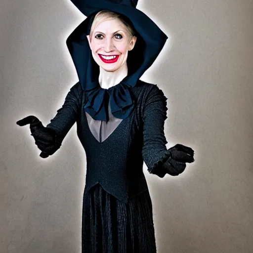 Image similar to Wholesome Wicked Witch of the West posing from LinkedIn profile picture, professional headshot