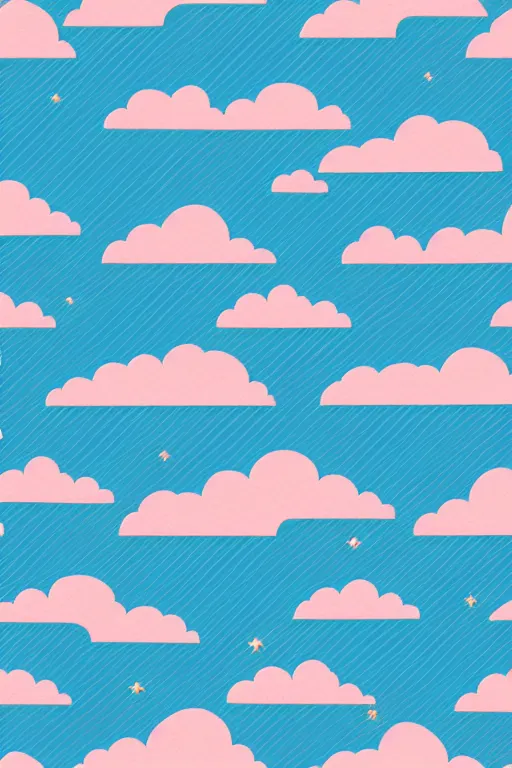 Image similar to repeating seamless retro pixel pattern of pink fluffy clouds in a pretty sky, grain, noise, bold, KDP, colourful, symmetrical, repeating 35mm photography, ultra fine detail, 4k high definition, bold