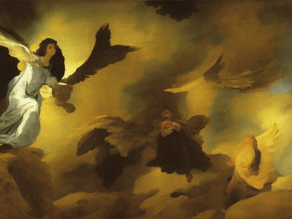 Prompt: the annunciation oil painting by francisco Goya