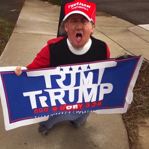 Image similar to crazy trump supporter,