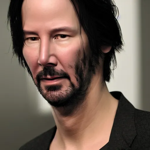 Image similar to hyperrealistic dslr film still of keanu reeves with a weave, stunning 8 k octane comprehensive 3 d render, inspired by istvan sandorfi & greg rutkowski & unreal engine, perfect symmetry, dim volumetric cinematic lighting, extremely hyper - detailed, incredibly real lifelike attributes & flesh texture, intricate, masterpiece, artstation, stunning