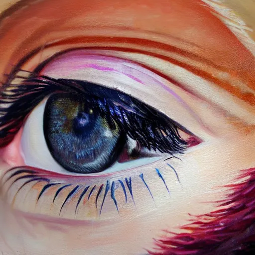 Prompt: beautiful painting, iris human's eye, photo, closeup shot, high resolution, high detail, hyper realistic, 4K, 8K