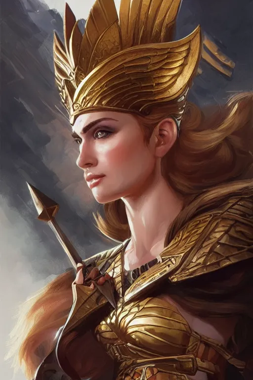 Image similar to amazon valkyrie athena, d & d, fantasy, portrait, highly detailed, headshot, digital painting, trending on artstation, concept art, sharp focus, illustration, art by artgerm and greg rutkowski and magali villeneuve