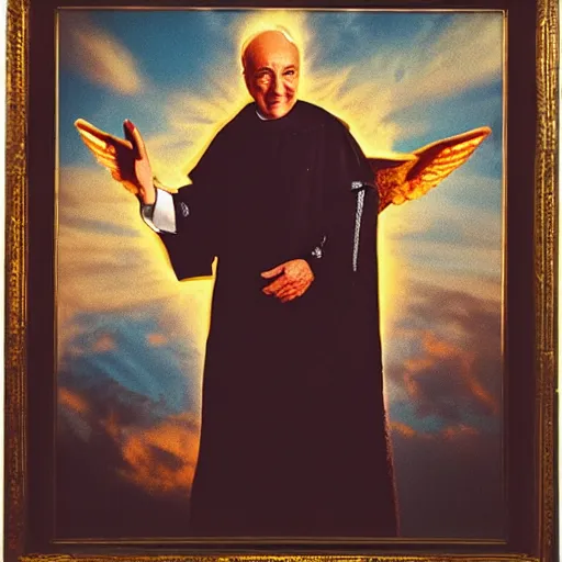 Prompt: piero angela as a saint in the sky sourrounded with angels