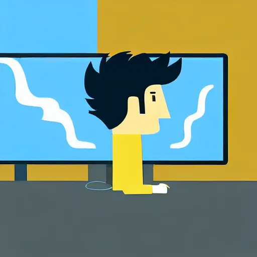 Prompt: a software developer is looking at his computer. he is alone. he is very mad because his colleague did a mistake and he has to fix it. he is very frustrated and screaming. A cloud if steam is coming out of his hears. Fire in the background. digital art