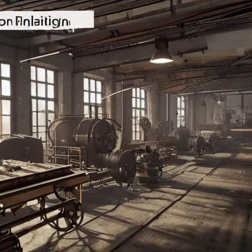 Image similar to factories of the industrial revolution in europe, highly detailed, photorealistic shot, bright studio setting, studio lighting, crisp quality and light reflections, unreal engine 5 quality render