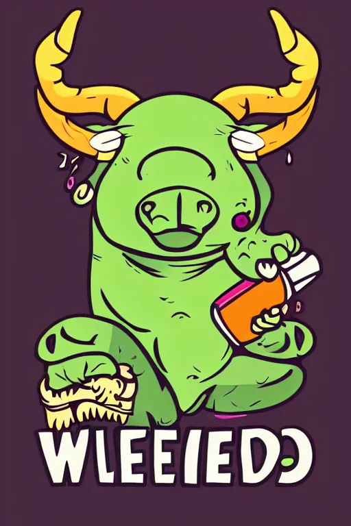 Image similar to Weed smoking bull, sticker, andromorphic, colorful, illustration, highly detailed, simple, smooth and clean vector curves, no jagged lines, vector art, smooth