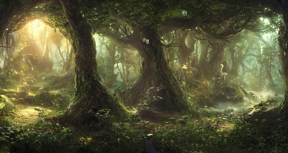 Image similar to Enchanted and magic forest, by CGSociety