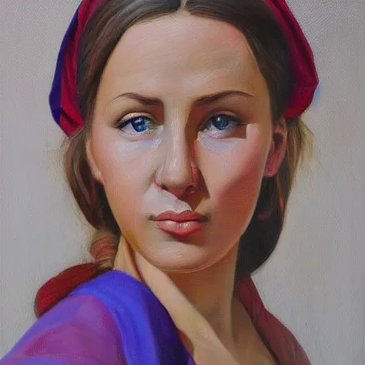 Prompt: hyperrealism oil painting of beautiful ukrainian woman in vyshyvanka