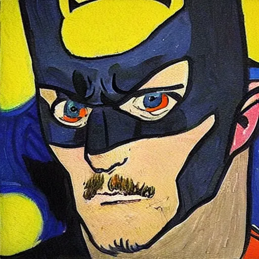 Prompt: a painting of batman by van gogh, art, trending on instagram