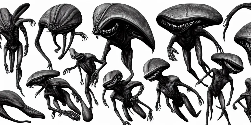 Image similar to full body of art alien fauna, realistic tic concept art on white background, high details, 4 k