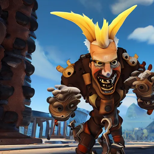 Prompt: junkrat from overwatch having a job interview