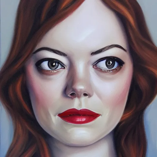 Prompt: detailed oil painting of emma stone in monotone colour by james jean