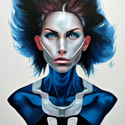 Image similar to woman portrait made out of paint, beautiful, cyborg, comic book art, highly detailed