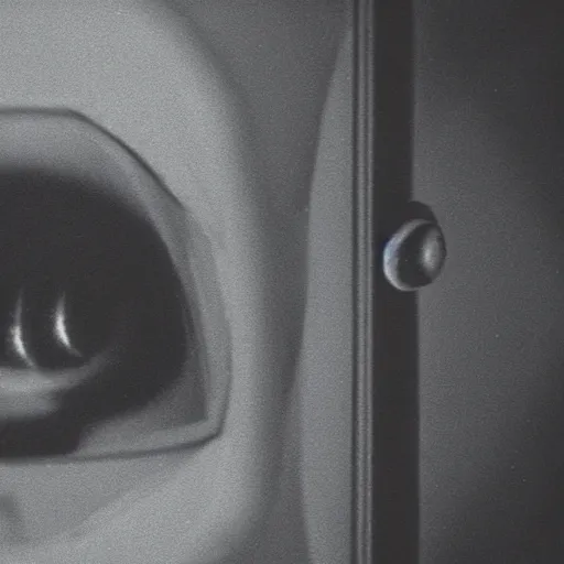 Prompt: night vision surveillance camera footage of alien in bedroom at night