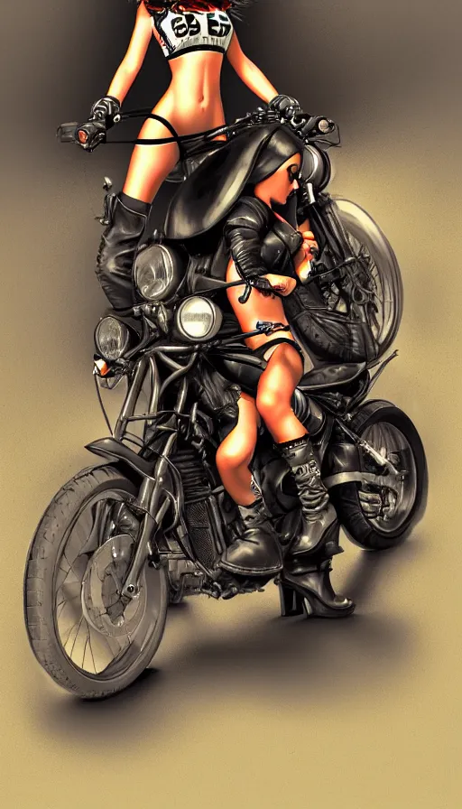 Prompt: biker girl by karl kopinski