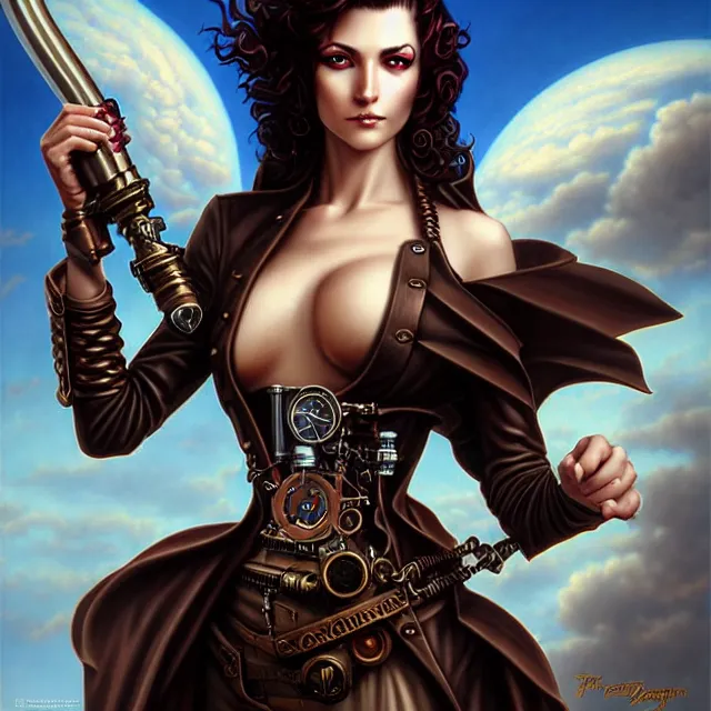 Prompt: steampunk vampire hunter artgerm anne stokes highly detailed 8 k hdr smooth sharp focus high resolution award - winning photo photorealistic