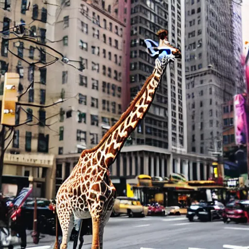 Prompt: A giraffe in New York City