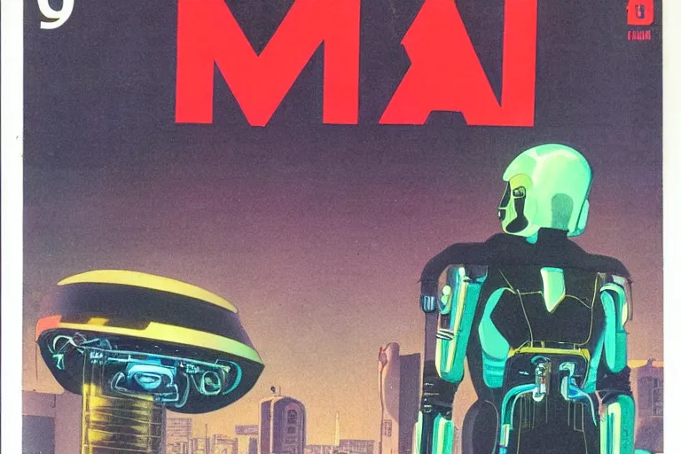 Prompt: 1979 OMNI Magazine Cover of a black market cybernetic augmentation surgery. Cyberpunk Akira style by Vincent Di Fate