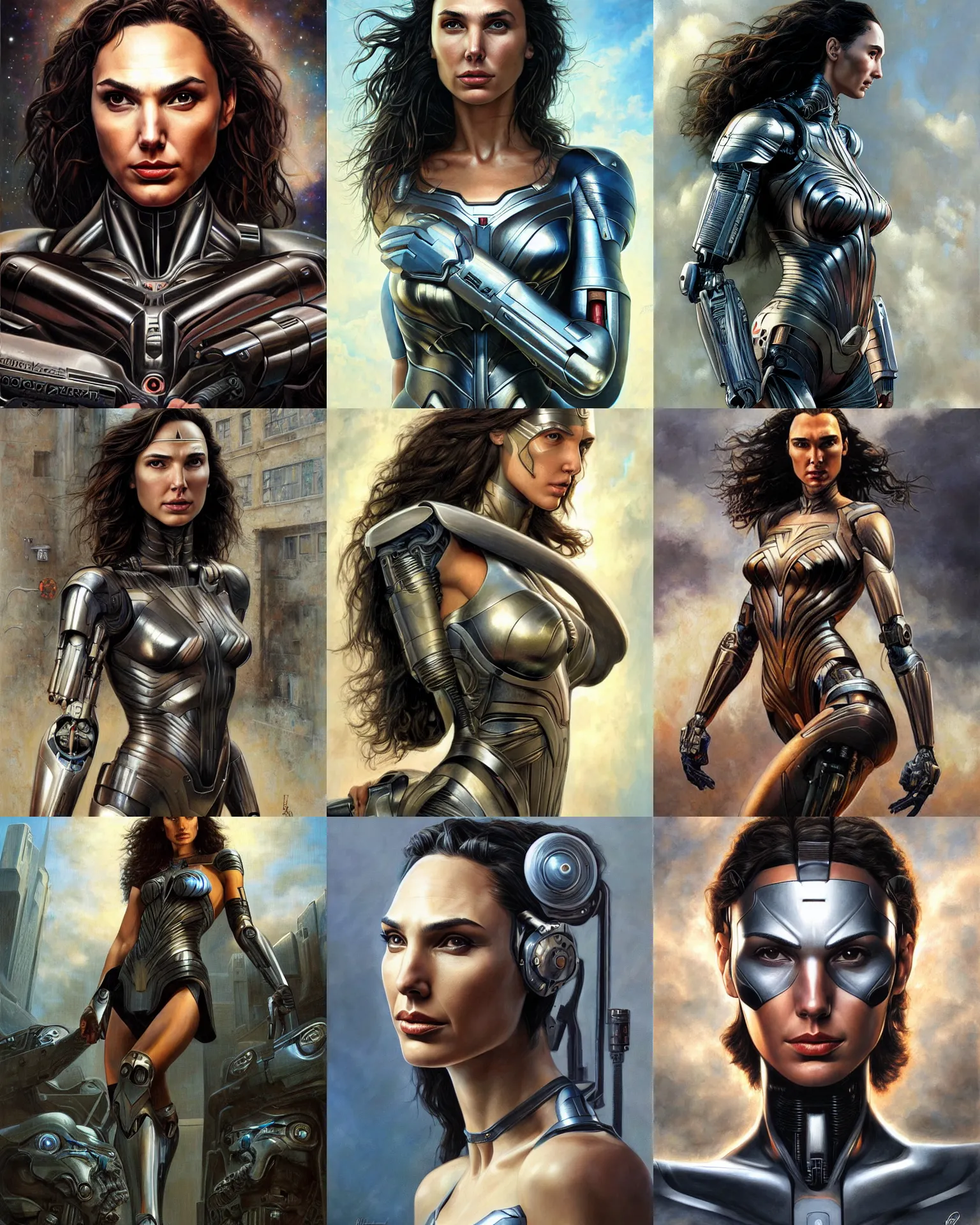 Prompt: portrait of Gal Gadot as a cyborg by Tomasz Alen Kopera and Enki bilal, masterpiece