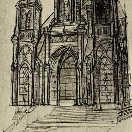Prompt: da Vinci sketch of stavanger cathedral