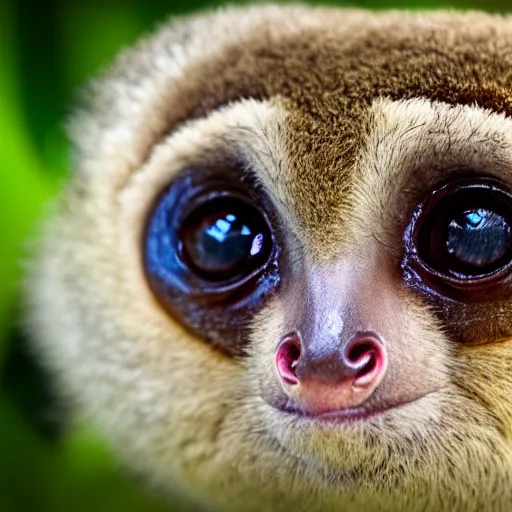 Prompt: a slow loris staring into your soul, hd photography