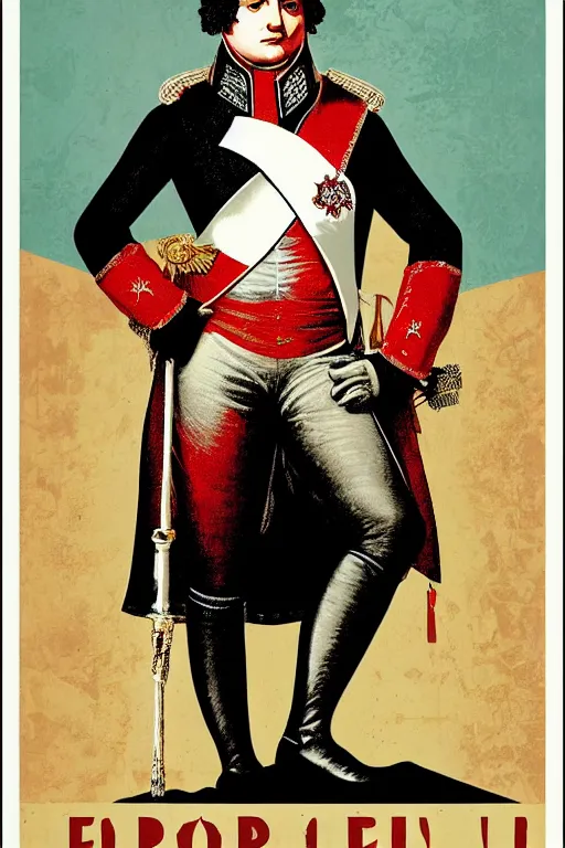 Image similar to Poster of Emperor Napoleon standing proudly, by Shepard Fairey