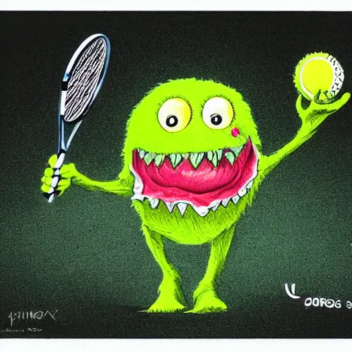 Image similar to a Paris Hilton tennis ball monster, tennis ball, chalk, digital art, fantasy, magic, trending on artstation, ultra detailed, professional illustration by Basil Gogos