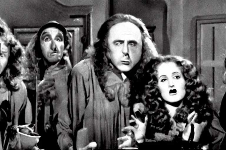 Image similar to still of the movie the young Frankenstein with weird al Yankovic, cinematic, cinemascope,