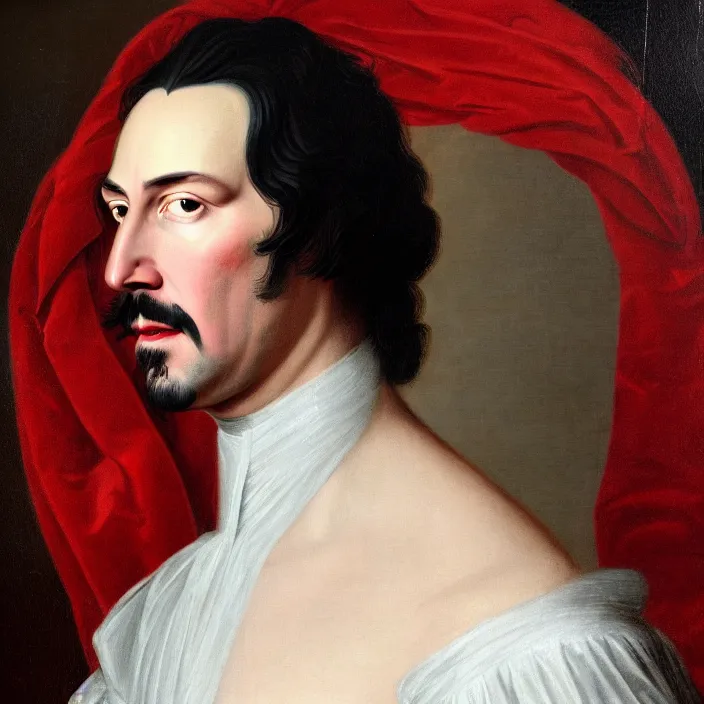 Image similar to an 18th Century royal portrait of Keanu Reeves, portrait, 8k