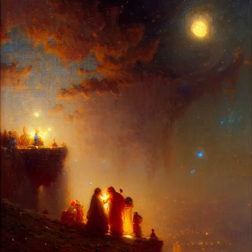 Prompt: the milk way up above, night time, midnight. highly detailed painting by gaston bussiere, greg rutkowski 8 k