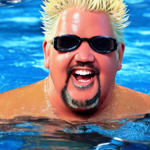 Image similar to Guy Fieri swimming in gravy