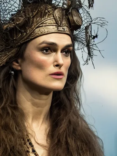 Prompt: a full body photograph of Keira Knightley as Miranda from the stage production of The Tempest taken with Nikon D3500, 4K UHD, high detail