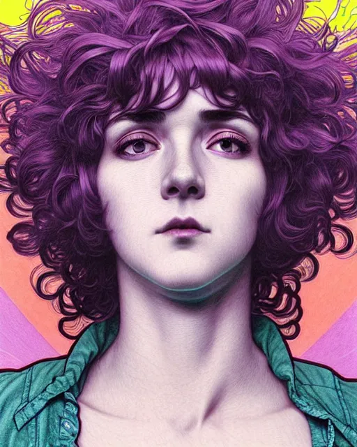 Prompt: ' ramona flowers ', closeup shot of face, beautiful shadowing, 3 d shadowing, reflective surfaces, illustrated completely, 8 k beautifully detailed pencil illustration, extremely hyper - detailed pencil illustration, intricate, epic composition, masterpiece, bold conflicting colors. stunning masterfully illustrated by range murata, alphonse mucha, katsuhiro otomo.