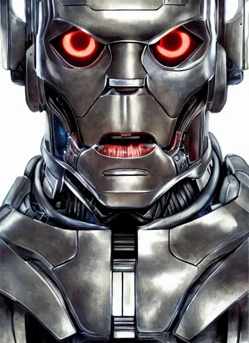 Image similar to portrait of willem dafoe as tinman, cyborg, borg, android, strogg, face of a man, robocop, cable, victor stone, ultron, terminator, machine, flesh, quake, doom demon, wolfenstein, monster, symmetry, symmetrical, concept art by ruan jia and greg rutkowski